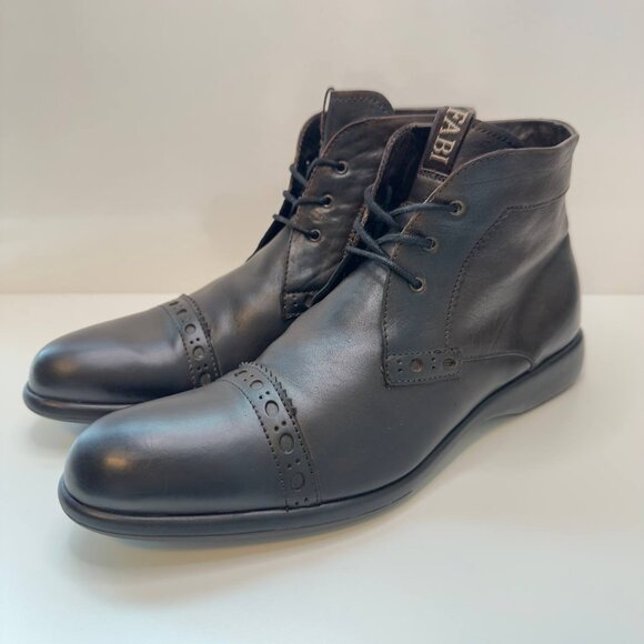 Fabi Men’s Black Leather Ankle Boots - Size 9 US - Picture 1 of 7
